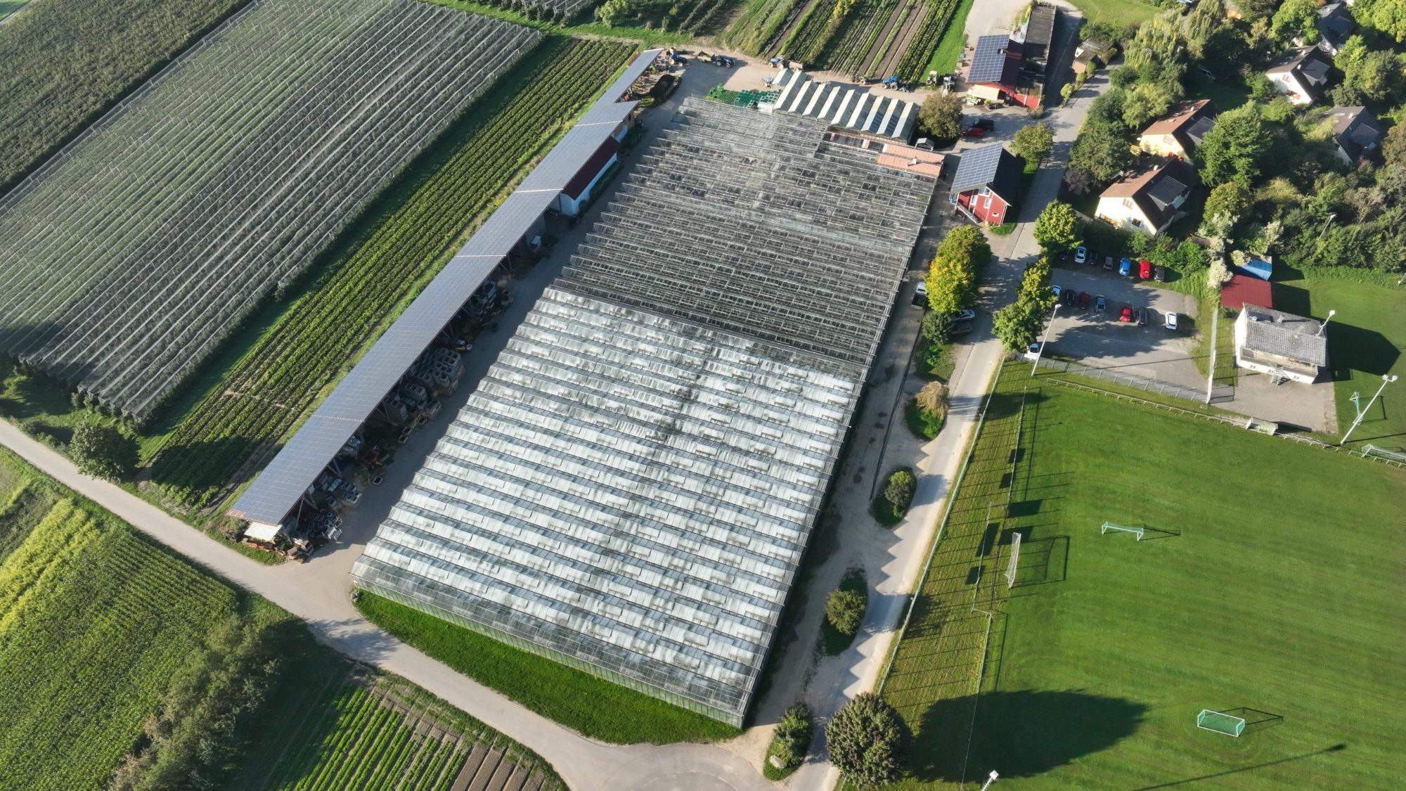 Gewächshaus Teilbeschattet per Drohne